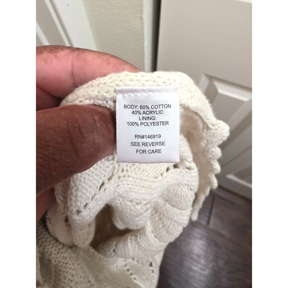 Freshman 1996 Crochet Knit Sleeveless Maxi Dress Tassel Tie Waist In Ivory Size - Picture 11 of 12